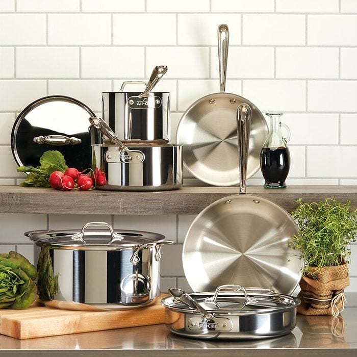 kitchen wedding gifts All Clad D3 Stainless 10 Piece Stainless Steel Cookware Set