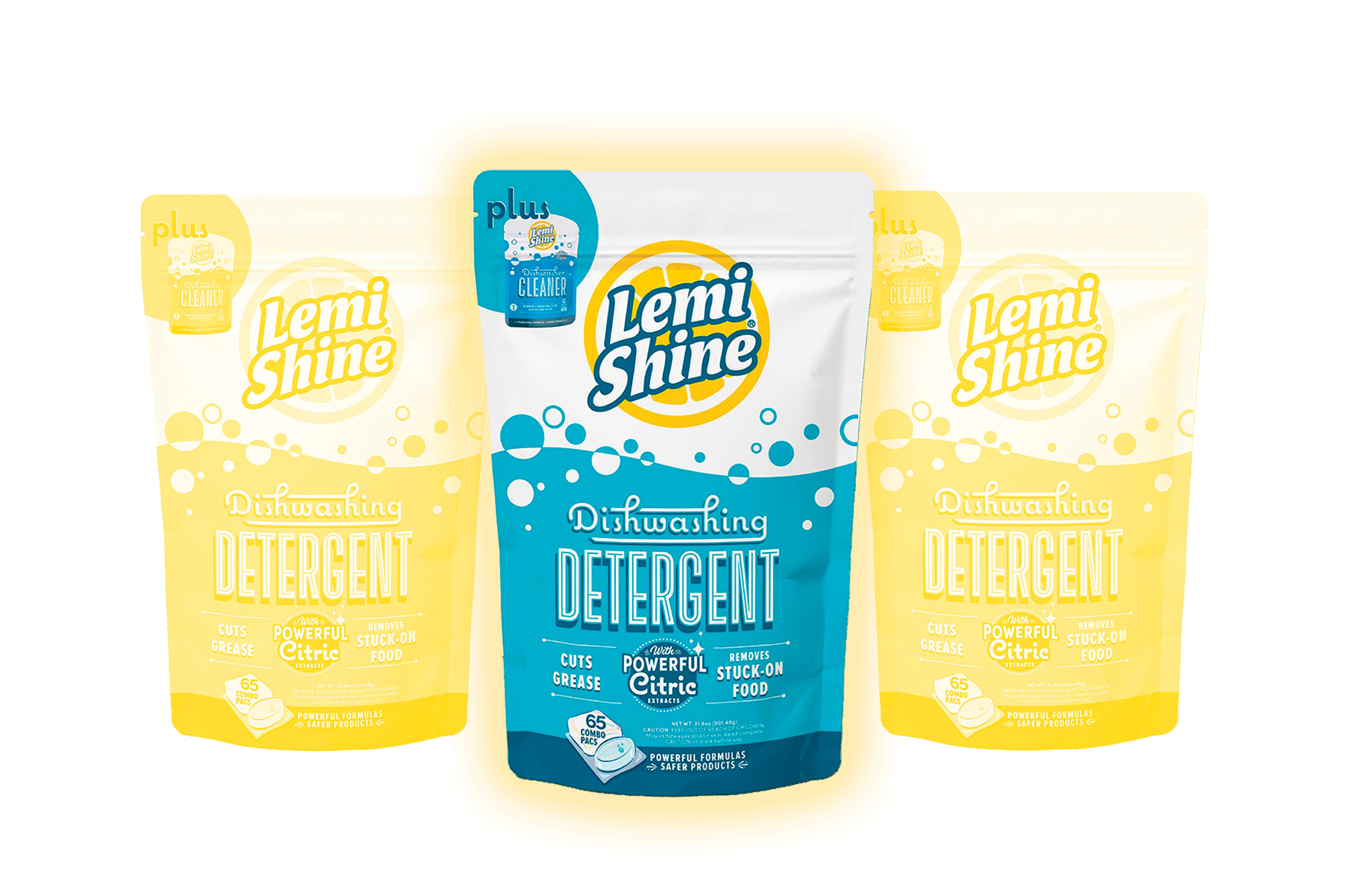 Lemi Shine Natural Dishwasher Pods - All-in-One Powder & Gel Dishwasher Detergent Pods with Powerful Citric Acid Extracts, 65 Count