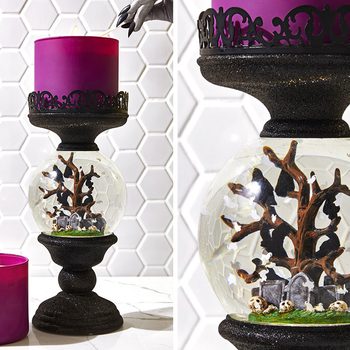 Bath And Bodyworks WATER GLOBE CEMETERY PEDESTAL crop