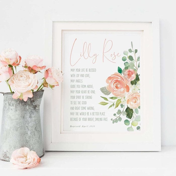 Baptism Gift Girl, Personalized PRINTABLE, Baby Girl Gift, Nursery Wall Art, Godchild Baptism Sign Dedication Gift, Nursery Decor, PRINTABLE