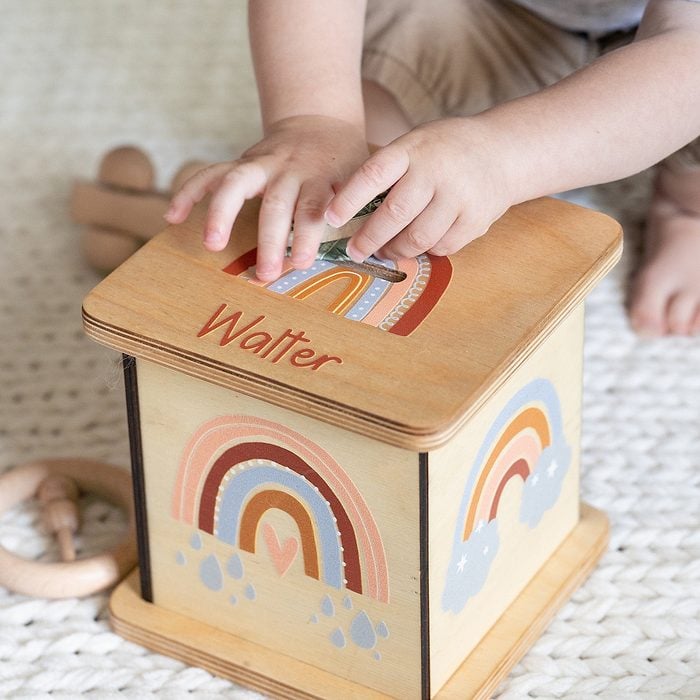Personalized Piggy Bank, Gender Neutral Decor, Rainbow Decor, Coin Bank, Kids Birthday Gift