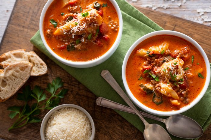 two bowls of Tortellini Soup