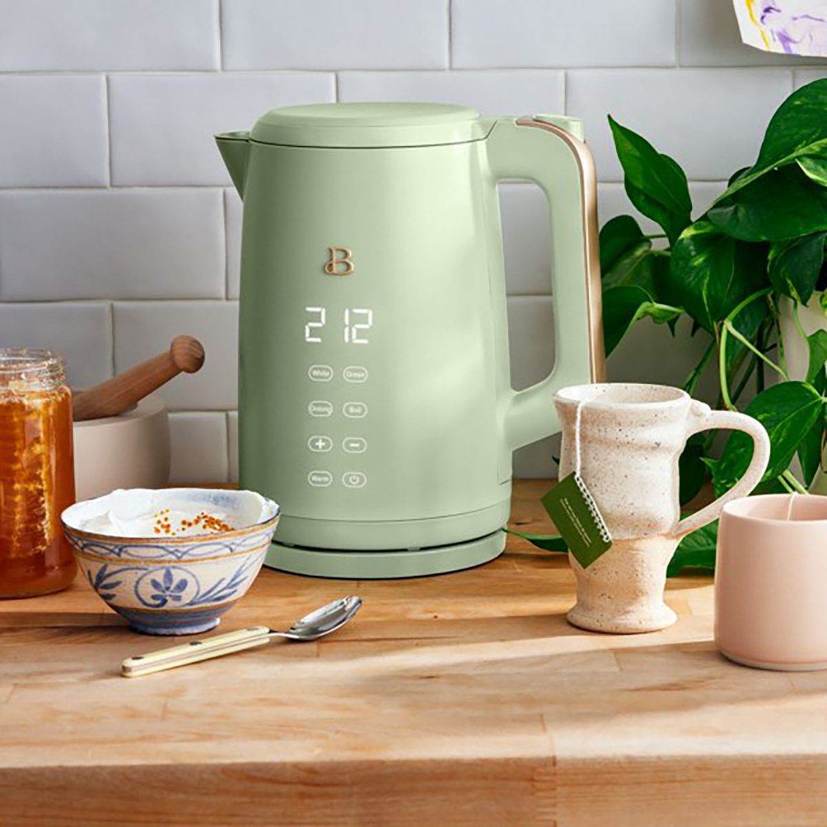 Beautiful by Drew Barrymore Sage Green Tea Kettle