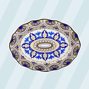 Lorren Home Trends Bimini Collection 18 Wavy Stoneware Platter