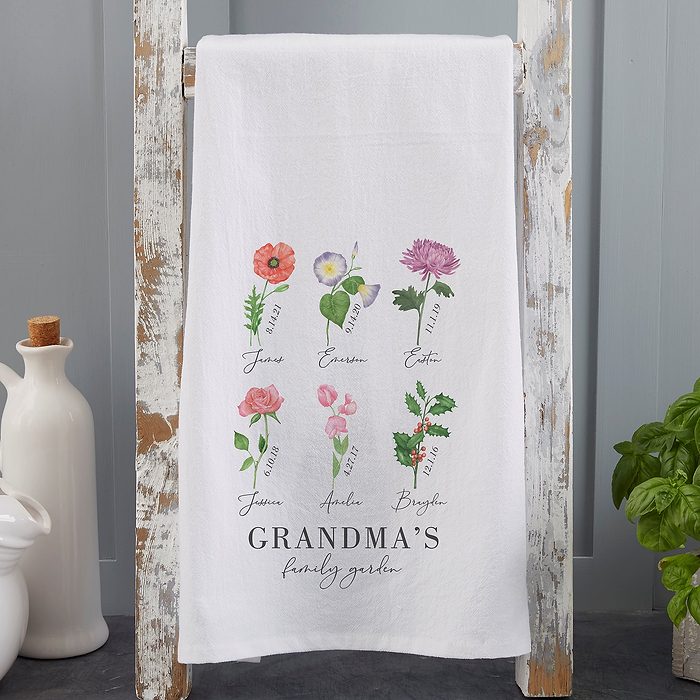 Birth Month Flower Personalized Flour Sack Towel