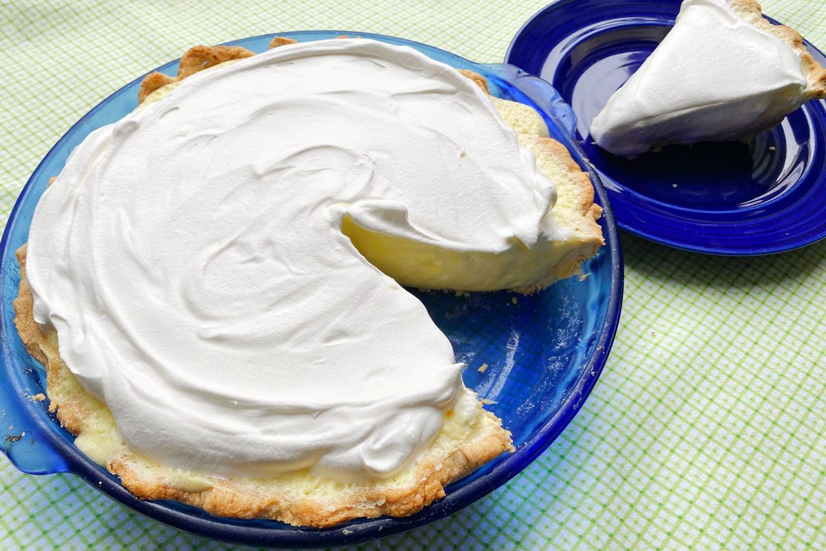 Sunday Pie frosted and finished with one slice cut out