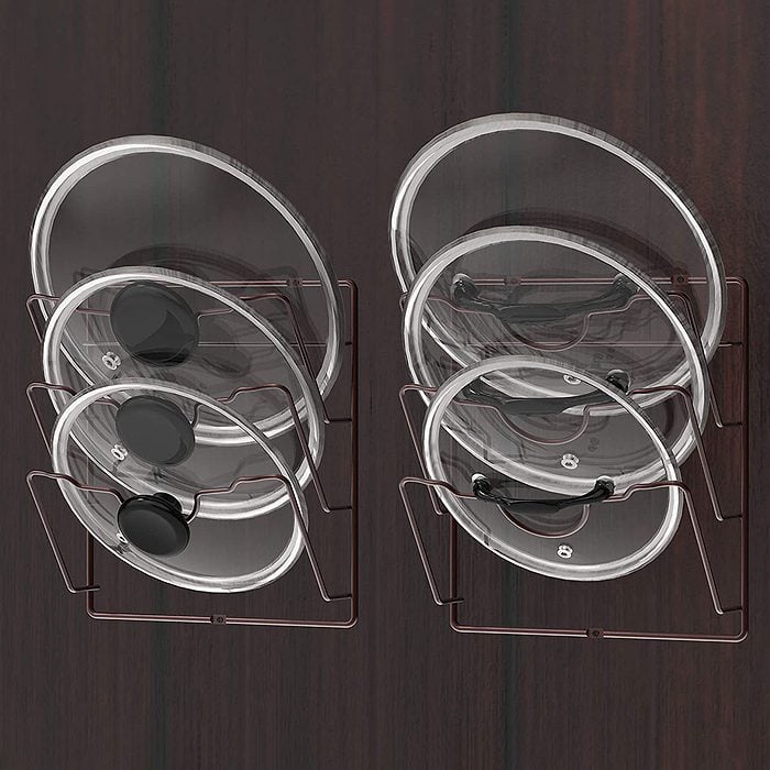 2 Pack Simple Houseware Cabinet Door Wall Mount Pot Lid Organizer Rack