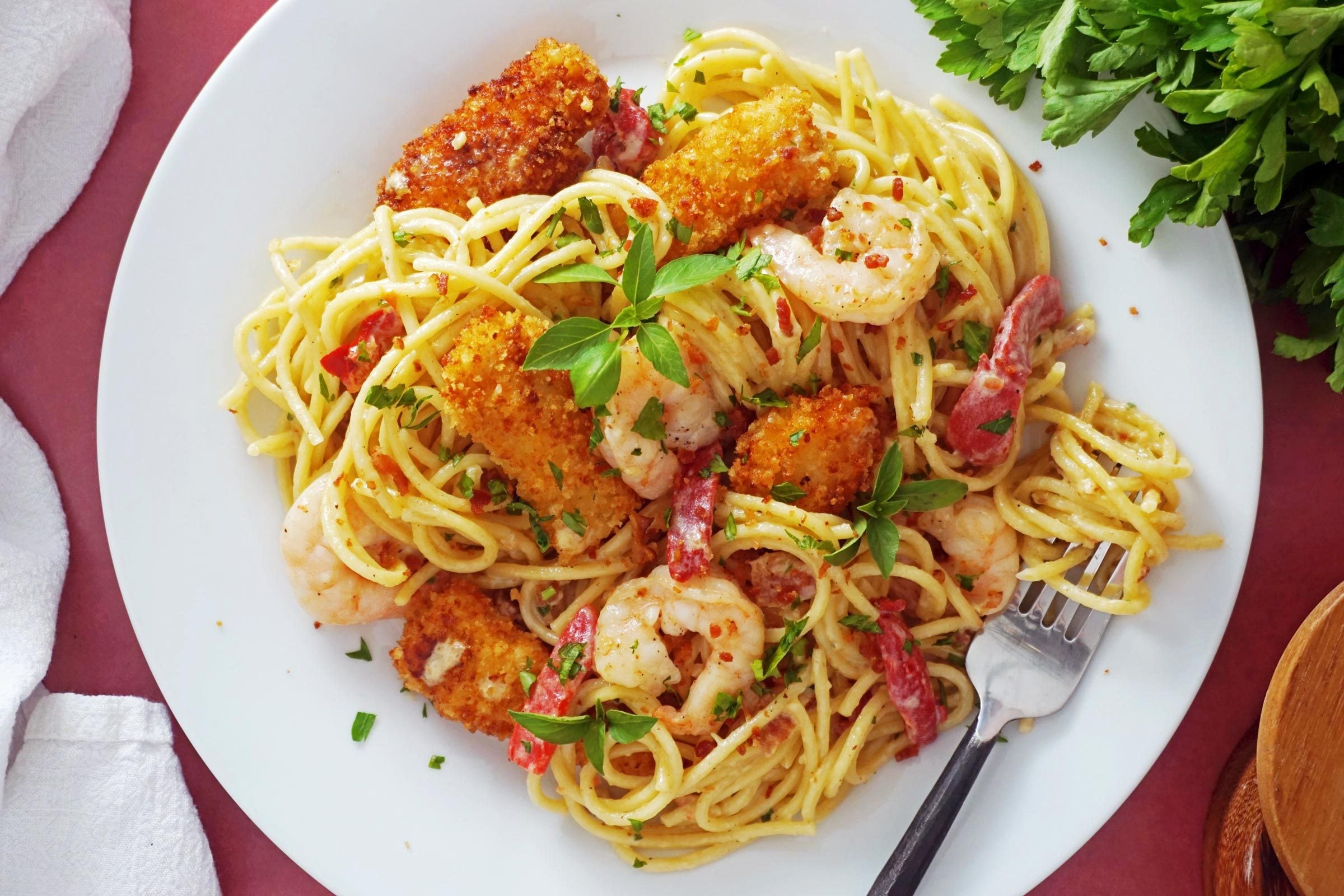 Olive Garden Chicken and Shrimp Carbonara Copycat