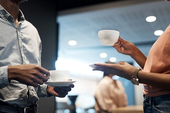 elevenses tea happening in an office