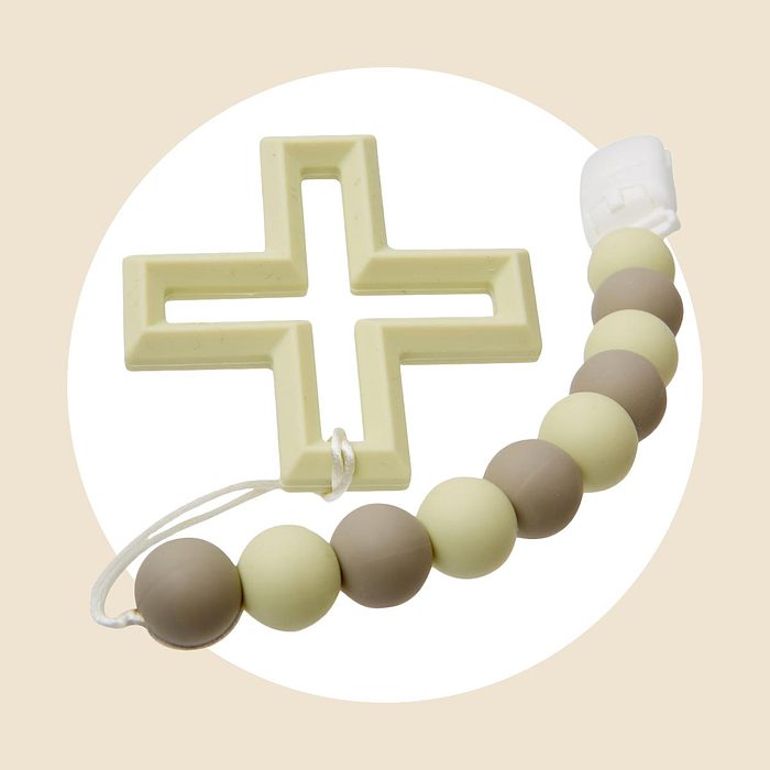 Cross & Bead Silicone Teether Ecomm Via Calendars.com