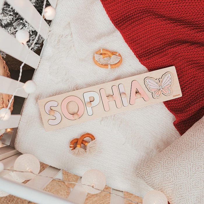 Name Busy Puzzle Personalized Puzzle With Butterfly At Extra Charge 1st Birthday Baby Girl Christmas Gifts Wooden Toys Custom Name Sign