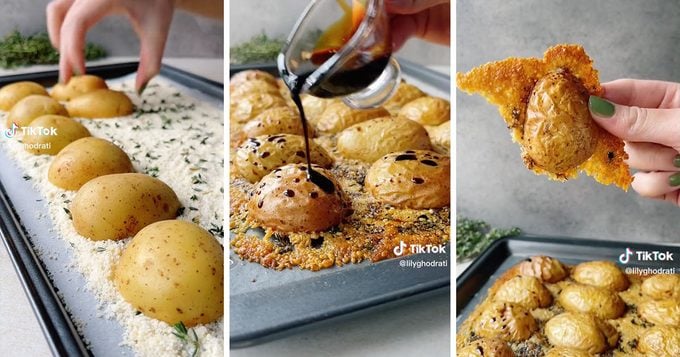 Parmesan Crusted Potatoes Recipe Via @Lilyghodrati TikTok SOCIAL
