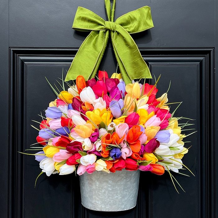 Custom Tulips Bright Spring Wreath