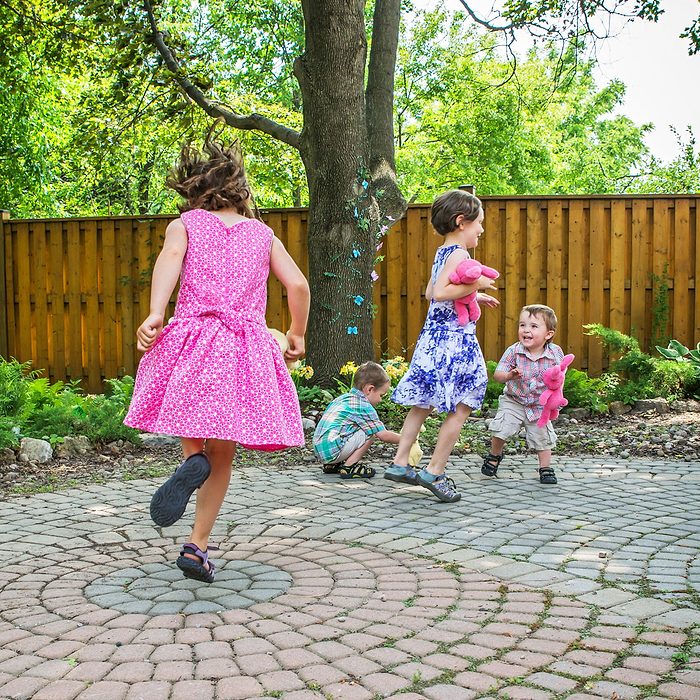 Children Playing Outside At An Easter Party