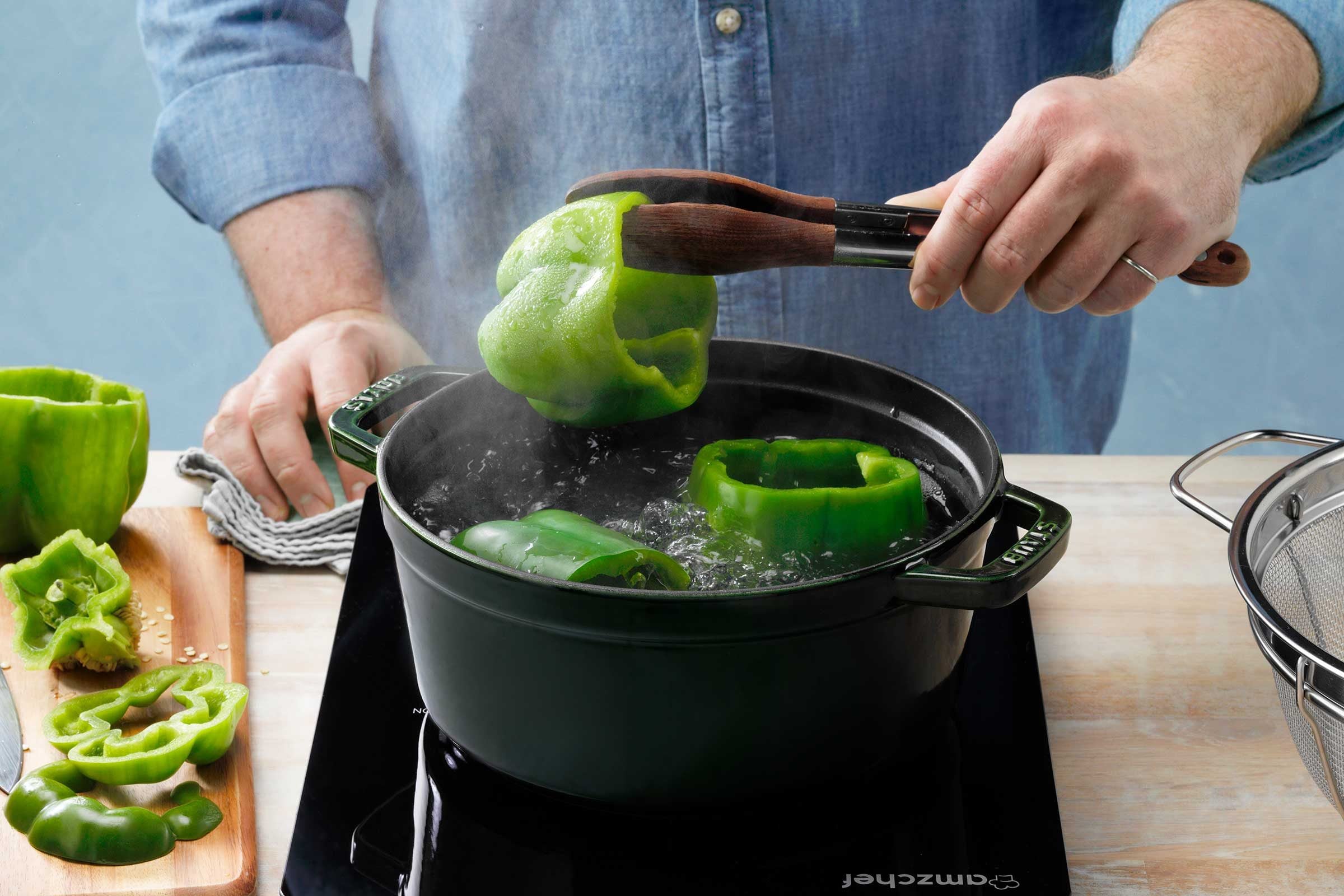 Traditional Stuffed Peppers In Boiling Water