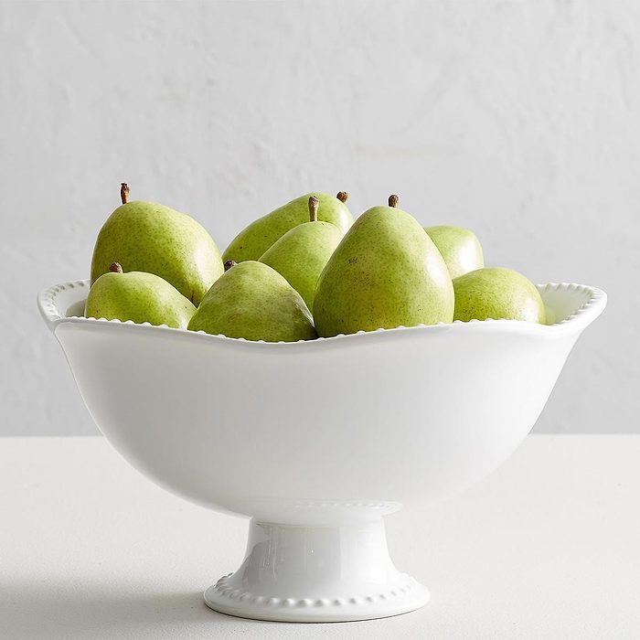Beaded Stoneware Footed Punch Bowl