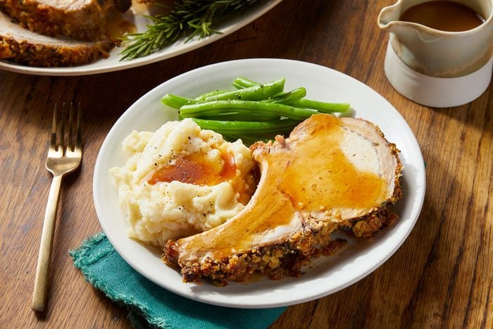 Herb Crusted Pork Loin served mashed potato