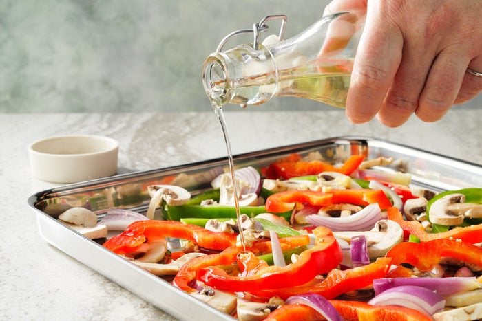 Vegan Pizza preparing vegetables
