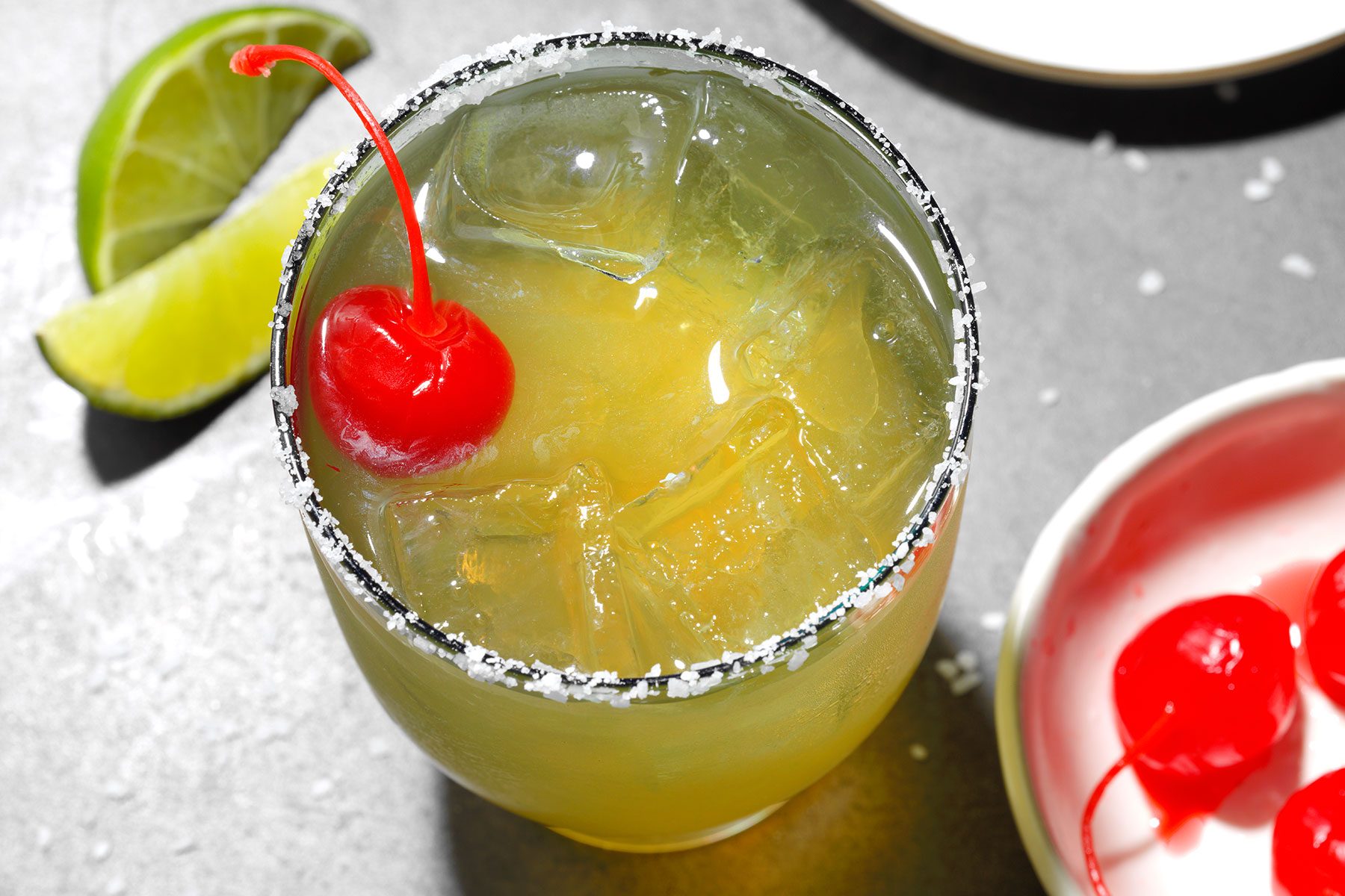 Italian Margarita served with cherry in it 