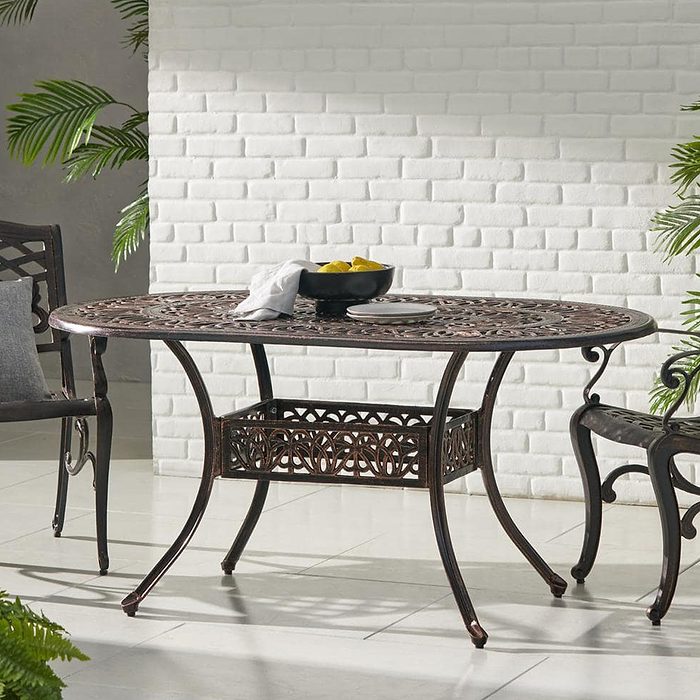 Noble House Tucson Copper Oval Aluminum Outdoor Dining Table