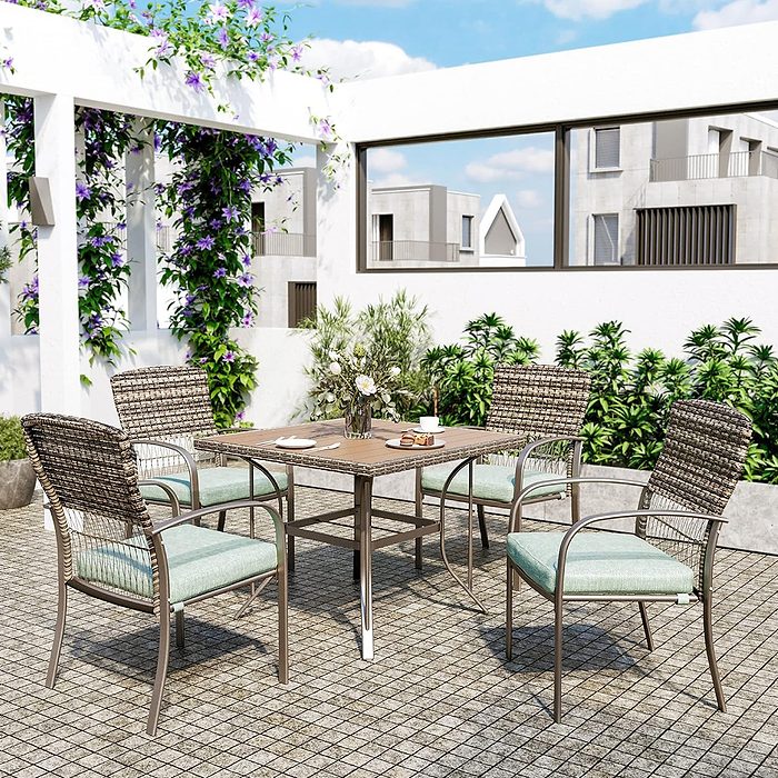Pamapic 5 Piece Rattan Patio Dining Set