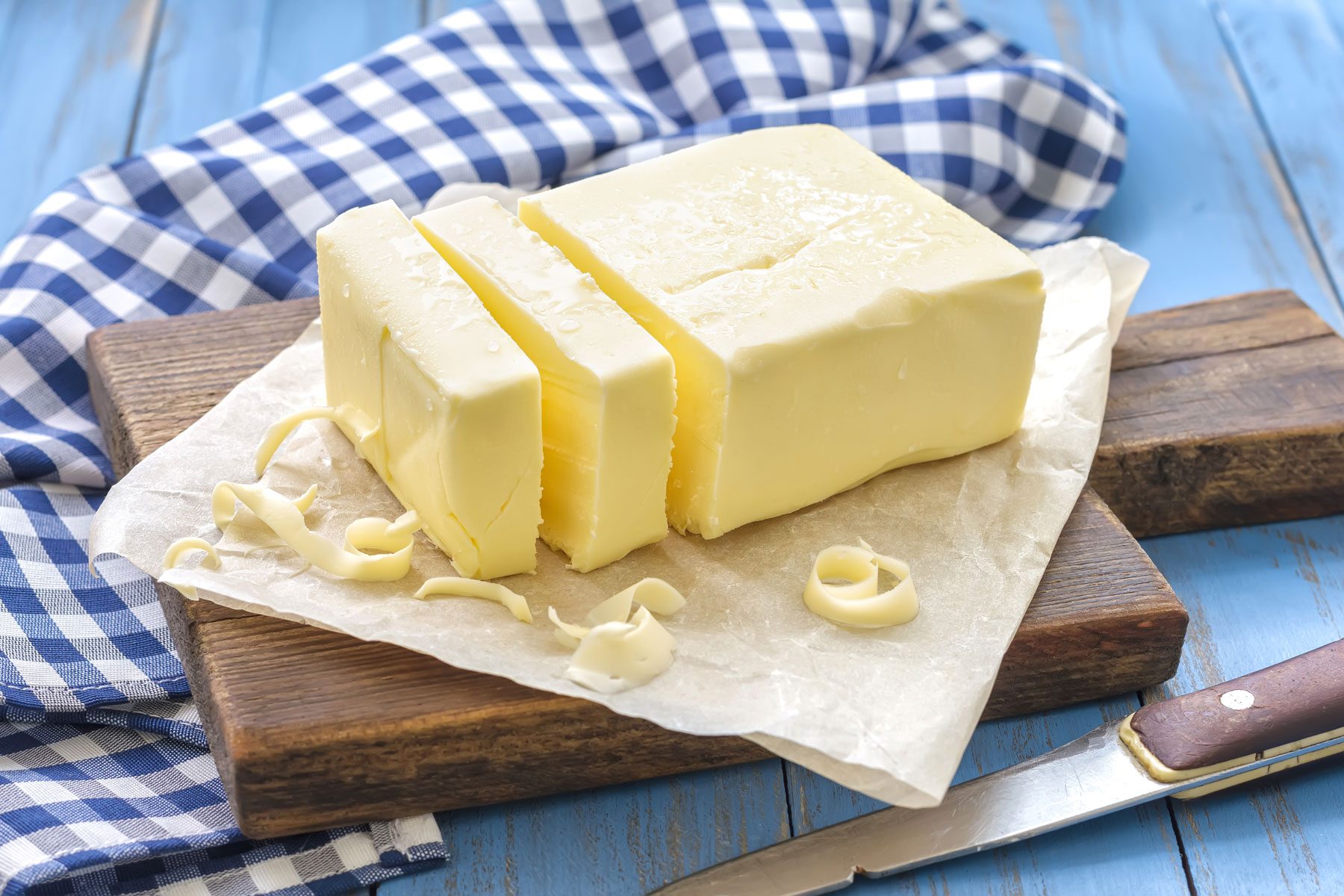Vegan Butter on a table with blue choth