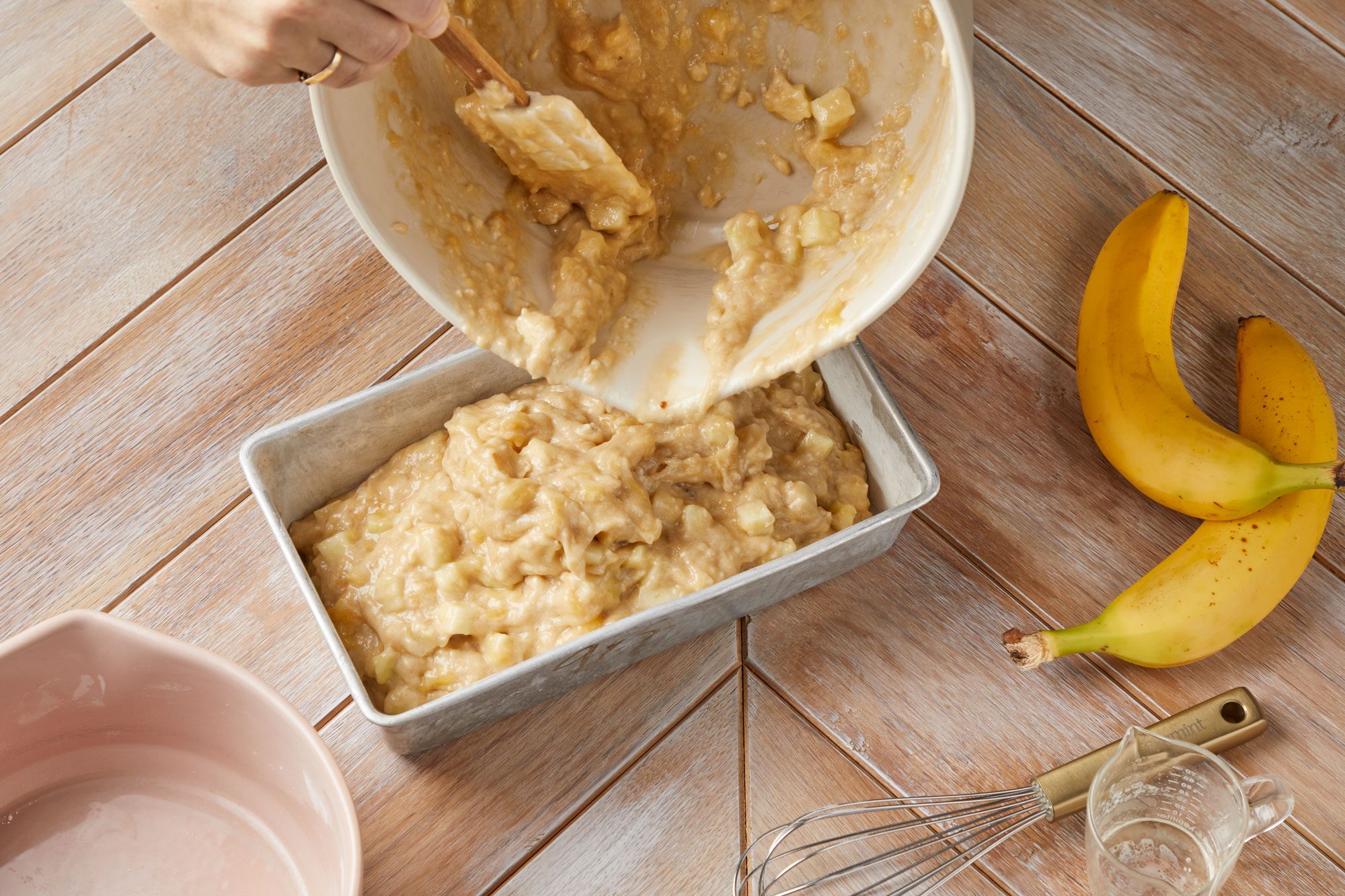 Pour the batter in the loaf pan