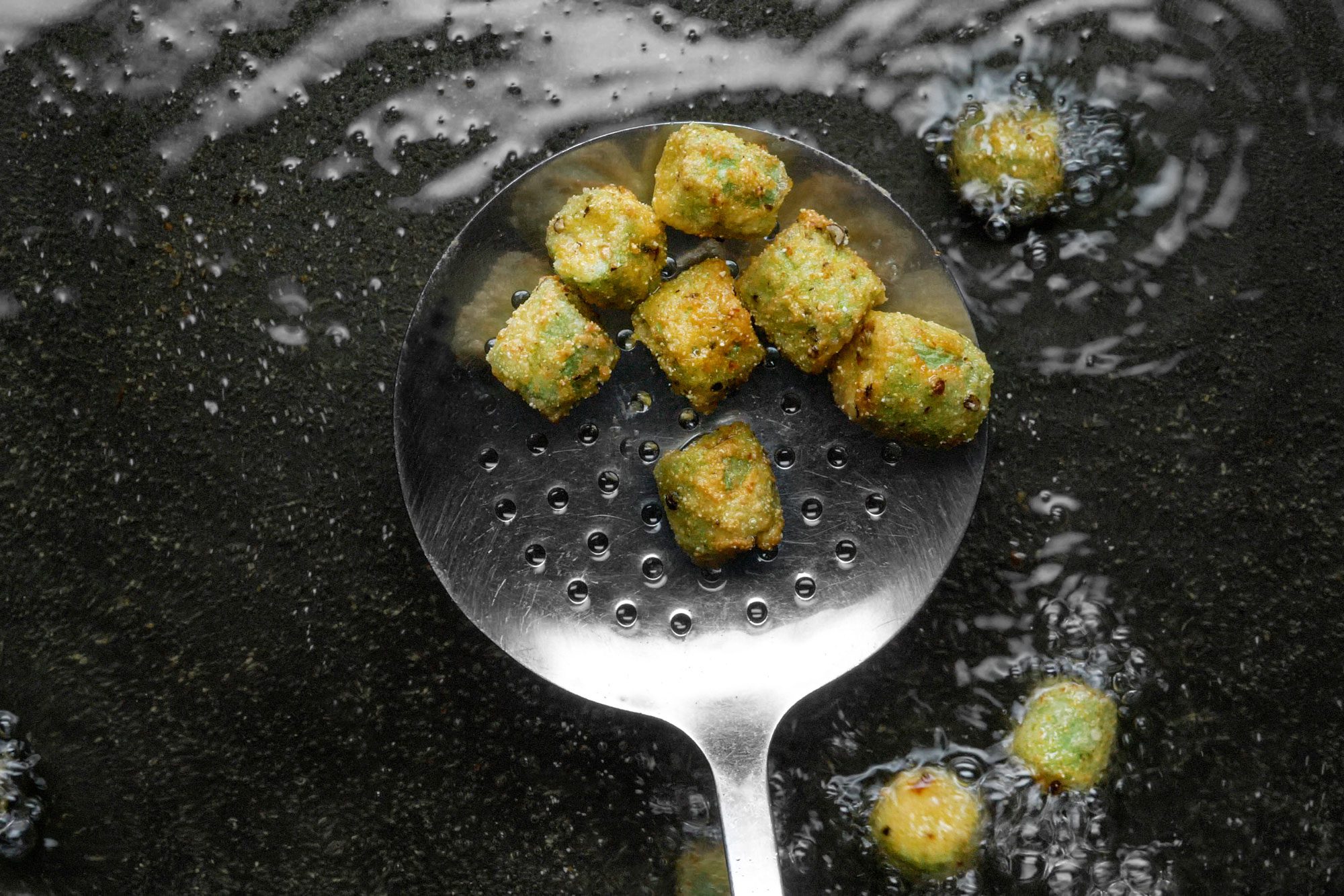 Deep fry the okra