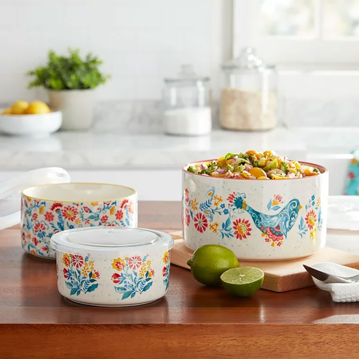 The Pioneer Woman Mazie 6 Piece Round Ceramic Nesting Bowls 