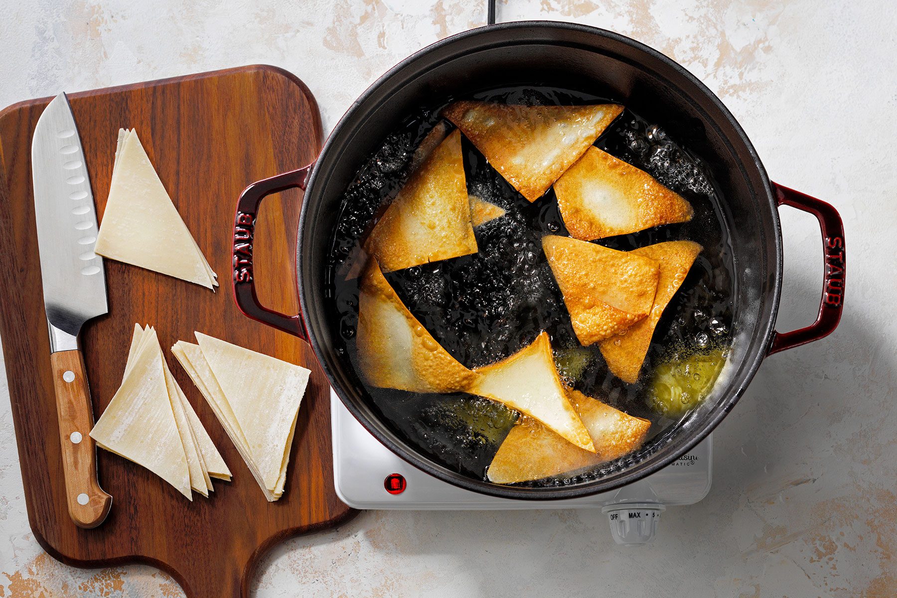 Frying Wonton Chips