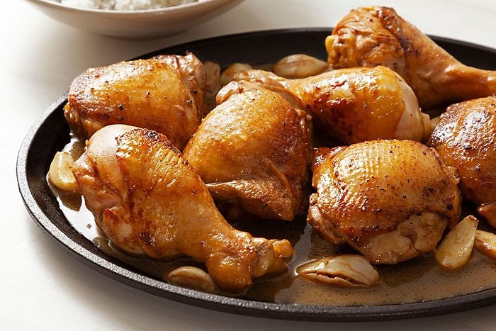 Cooked Filipino Chicken Adobo on plate