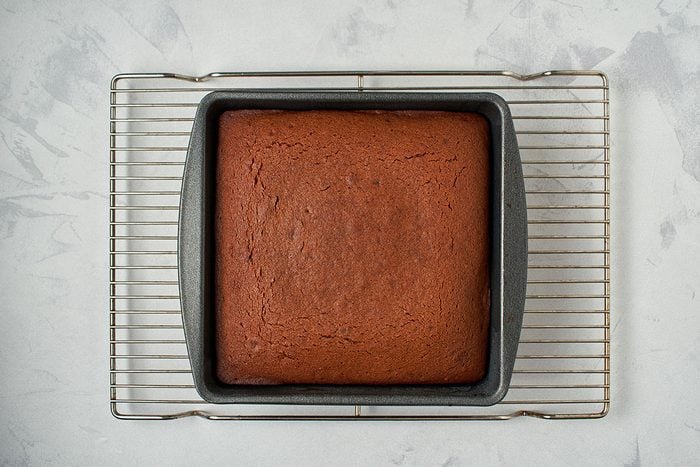 Cool baked cake on wire rack