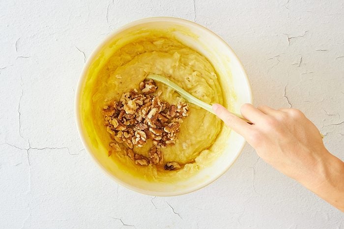 Make the batter for banana nut cake