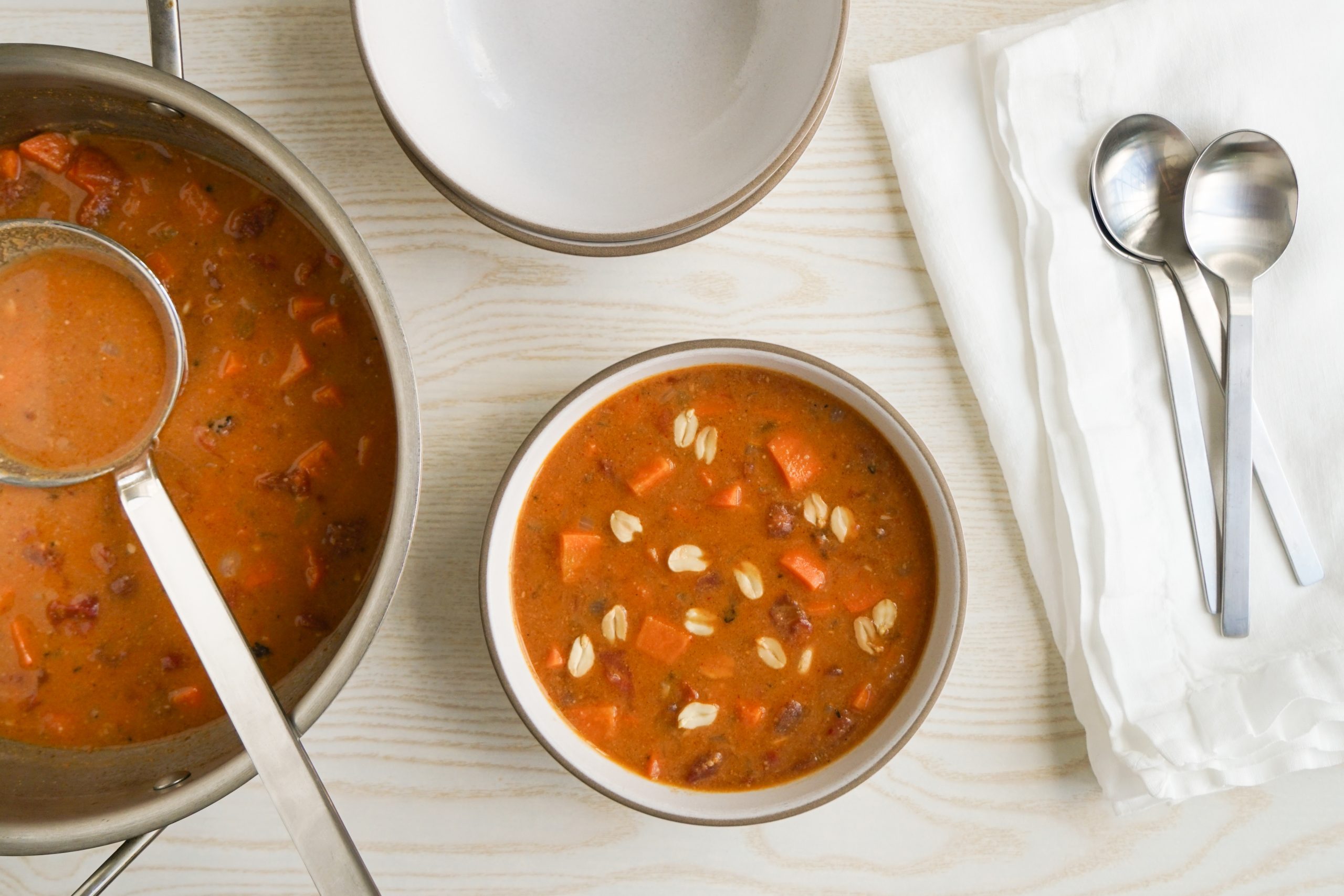 Serving peanut soup