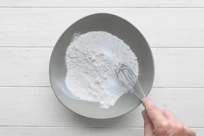 flour, baking soda, salt and baking powder