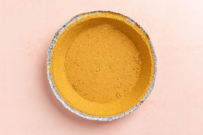 Taste of Home No Bake Blueberry Pie recipe photo of a graham cracker crust.