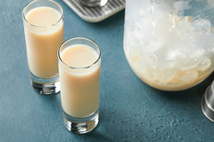 3/4th shot of oatmeal cookies shot in two shot glasses
