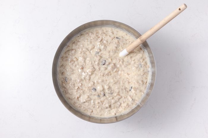 Muffins dough ready in mixing bowl.