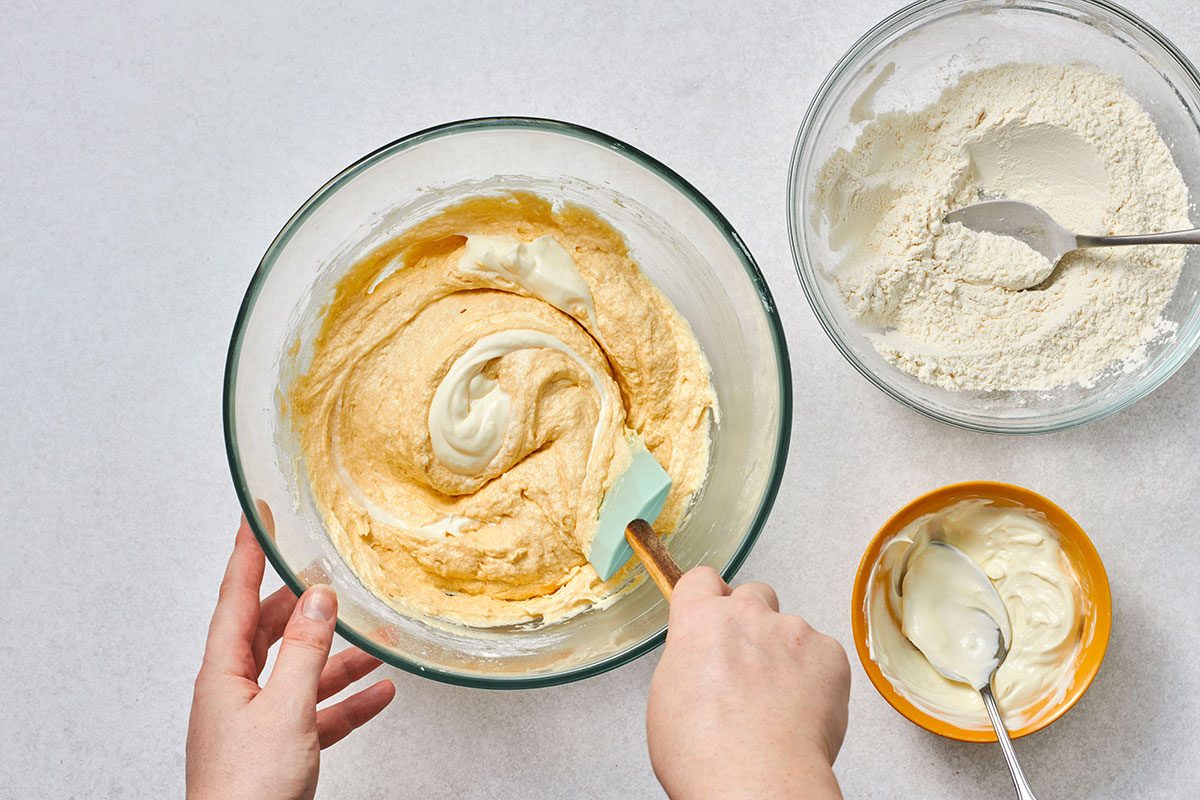 Making the cake batter for Pumpkin Coffee Cake