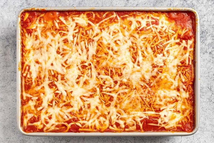 Taste of Home Spinach Manicotti recipe photo of the baked manicotti.