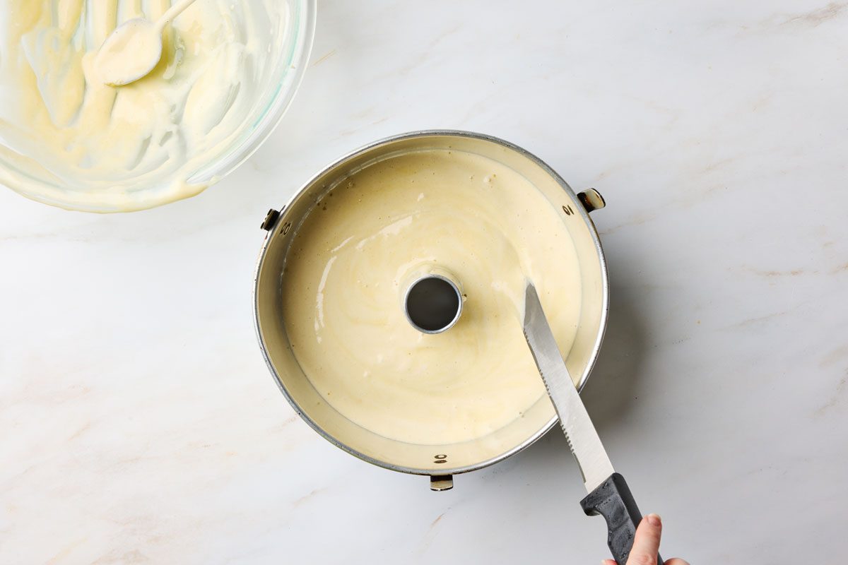 pour into pan