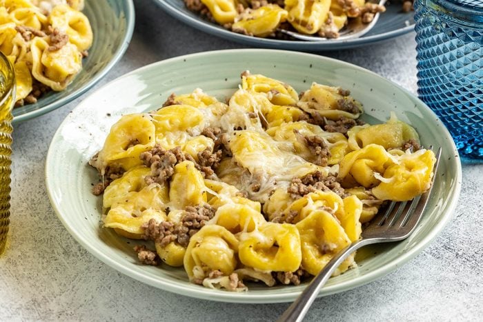 Taste of Home Beef Tortellini photo of the finished recipe served on plates.