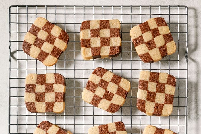 cookies cooling on a wire rack