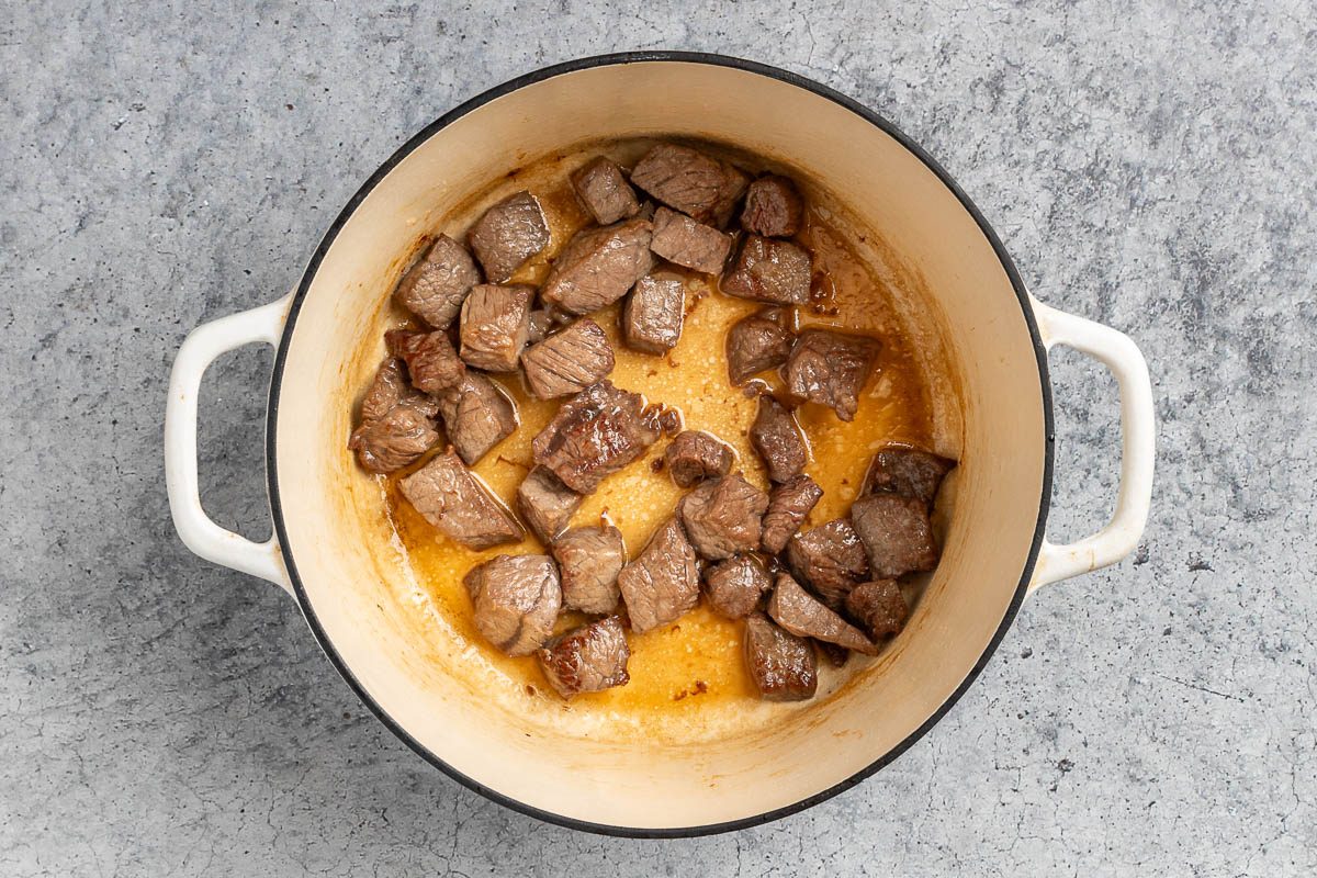 browning the beef.
