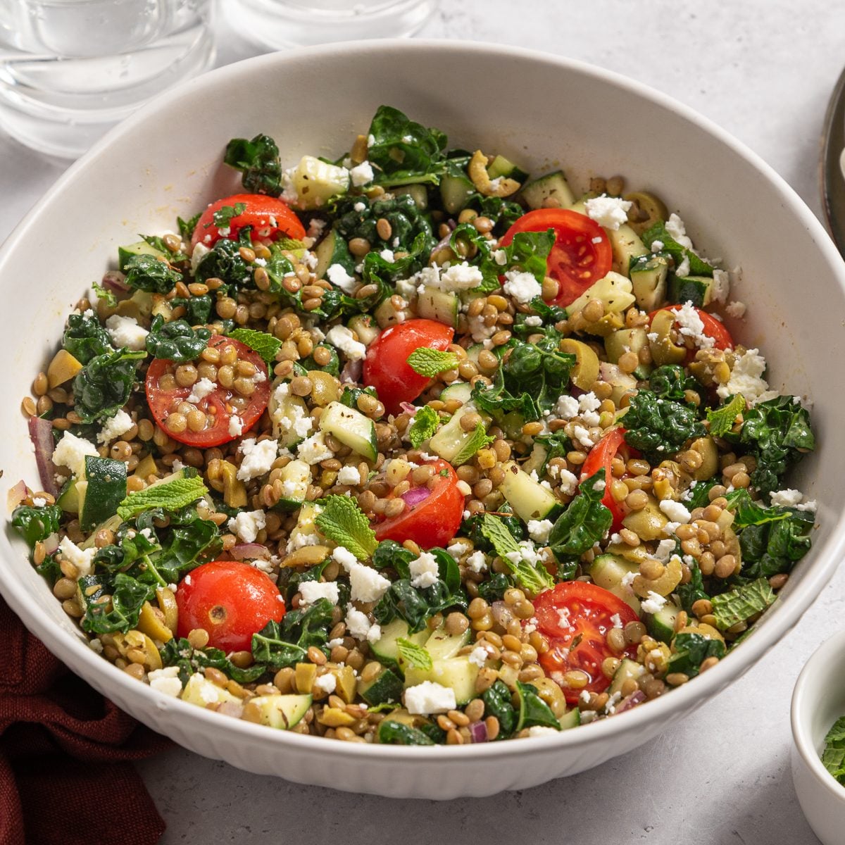 Lentil Salad Inside Serving Bowl