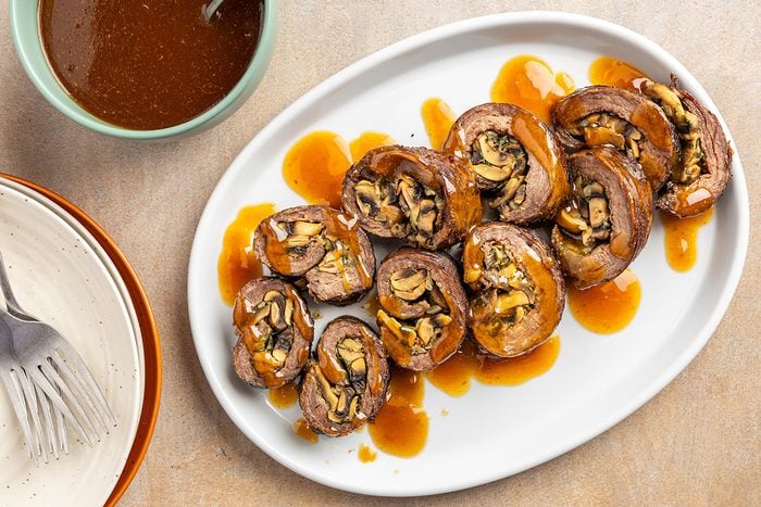 Mushroom-Stuffed Flank Steak Roll
