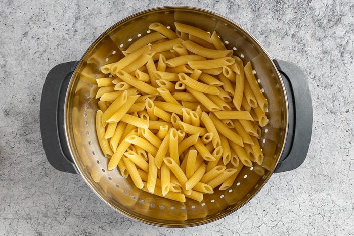 Taste of Home Pasta with Veggies photo of the cooked penne pasta.