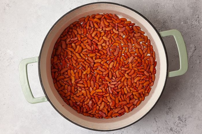 Step 1 of Taste of Home Portuguese Bean Soup is to soak the beans