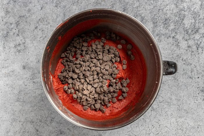 batter with the chocolate chips.