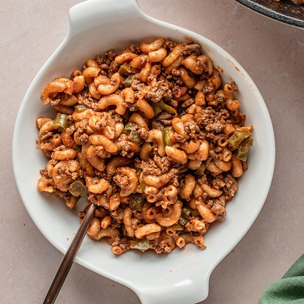Skillet Beef And Macaroni Exps Tohd24 4467 Melissapatterson 10